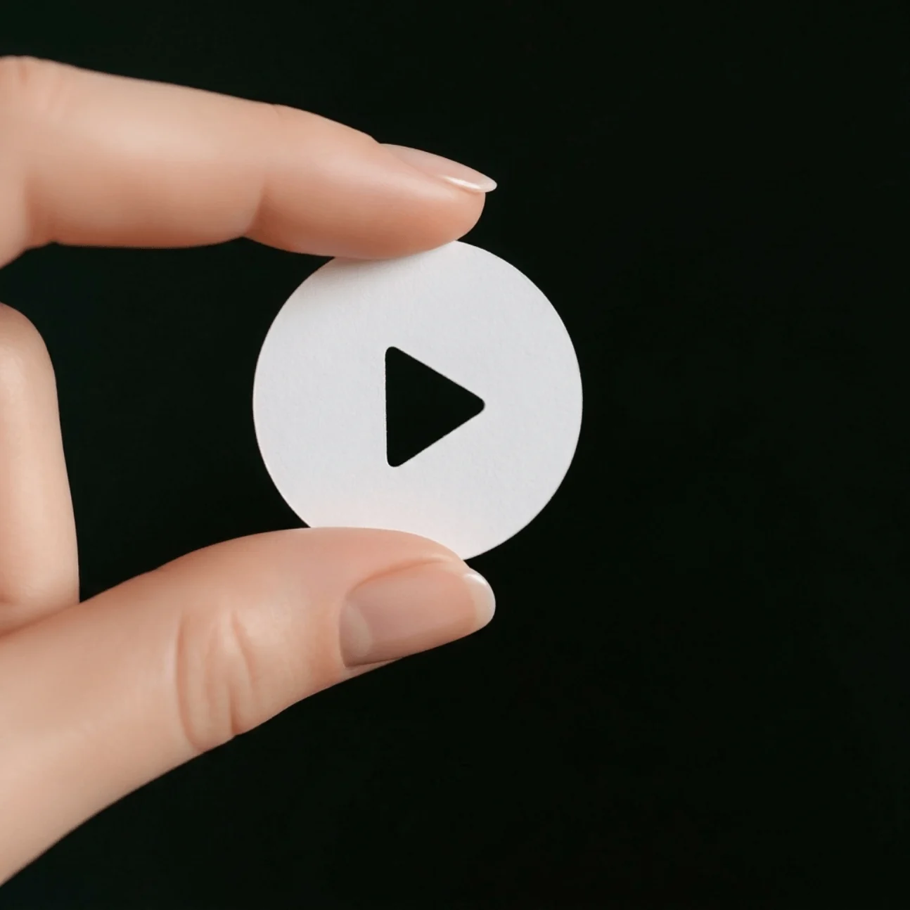 Hand holding a play button icon representing a short video