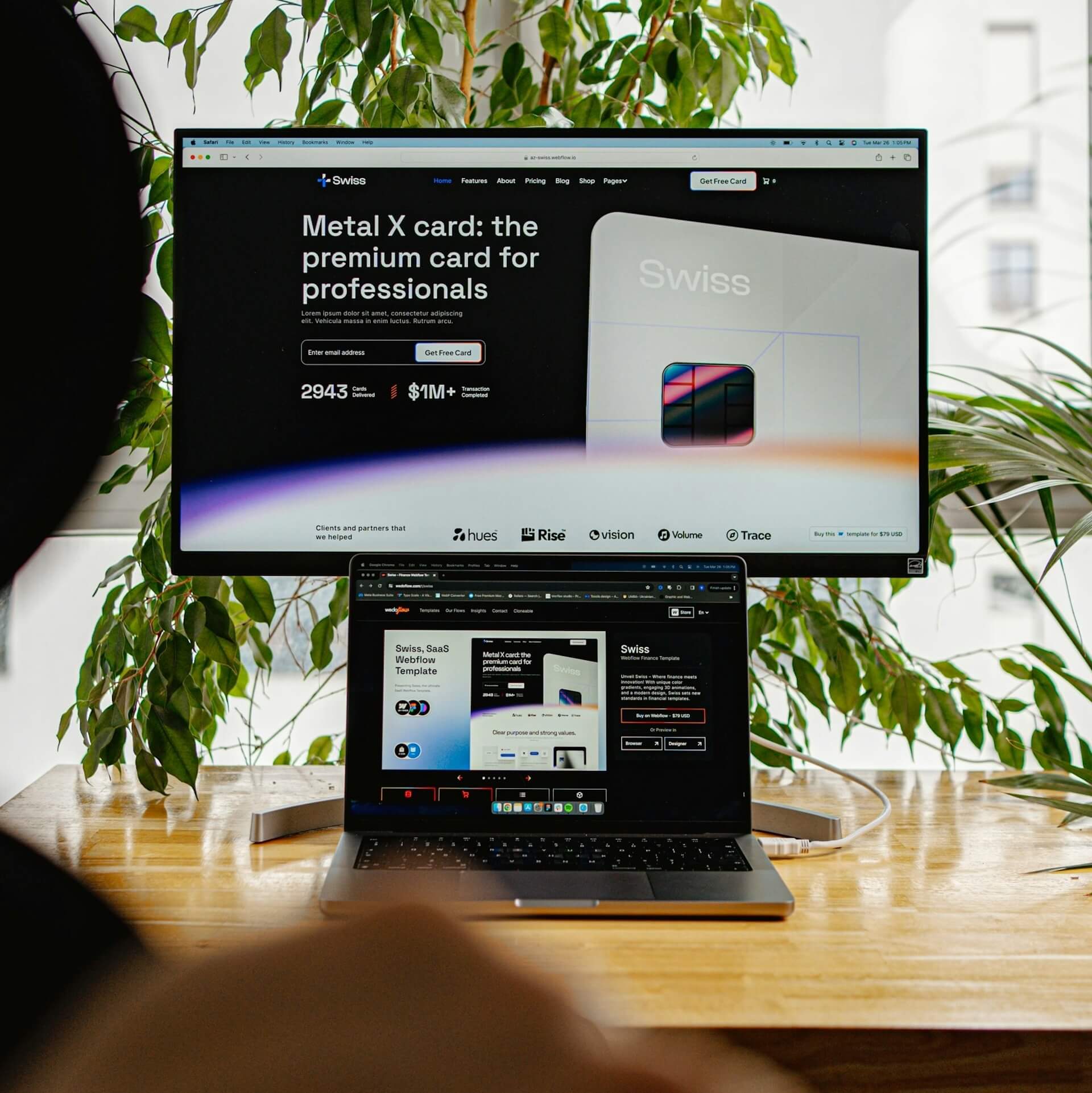Website mockup shown on a laptop and monitor