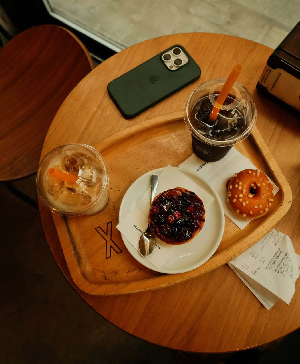 Flat-lay of a breakfast tray shot for a brand feed